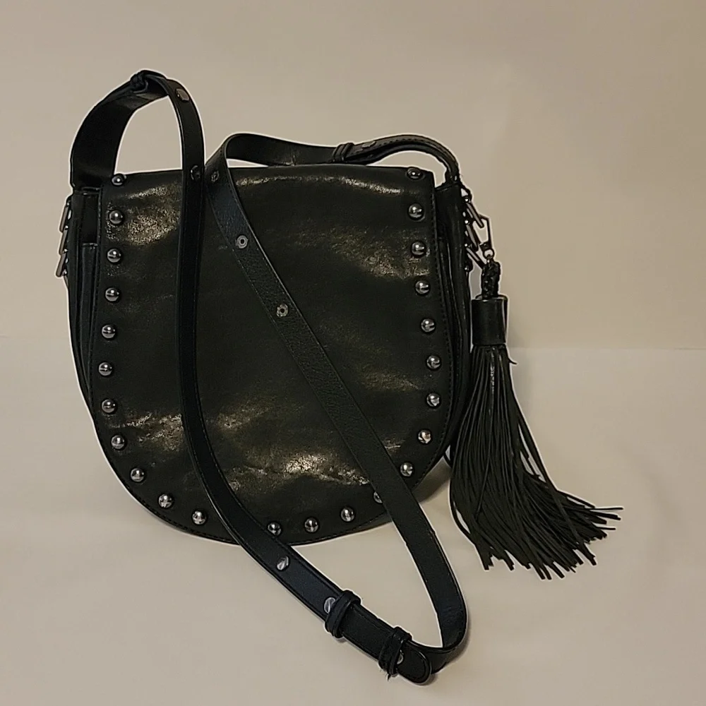 Black Studded Leather Crossbody Bag - Picture 5 of 13
